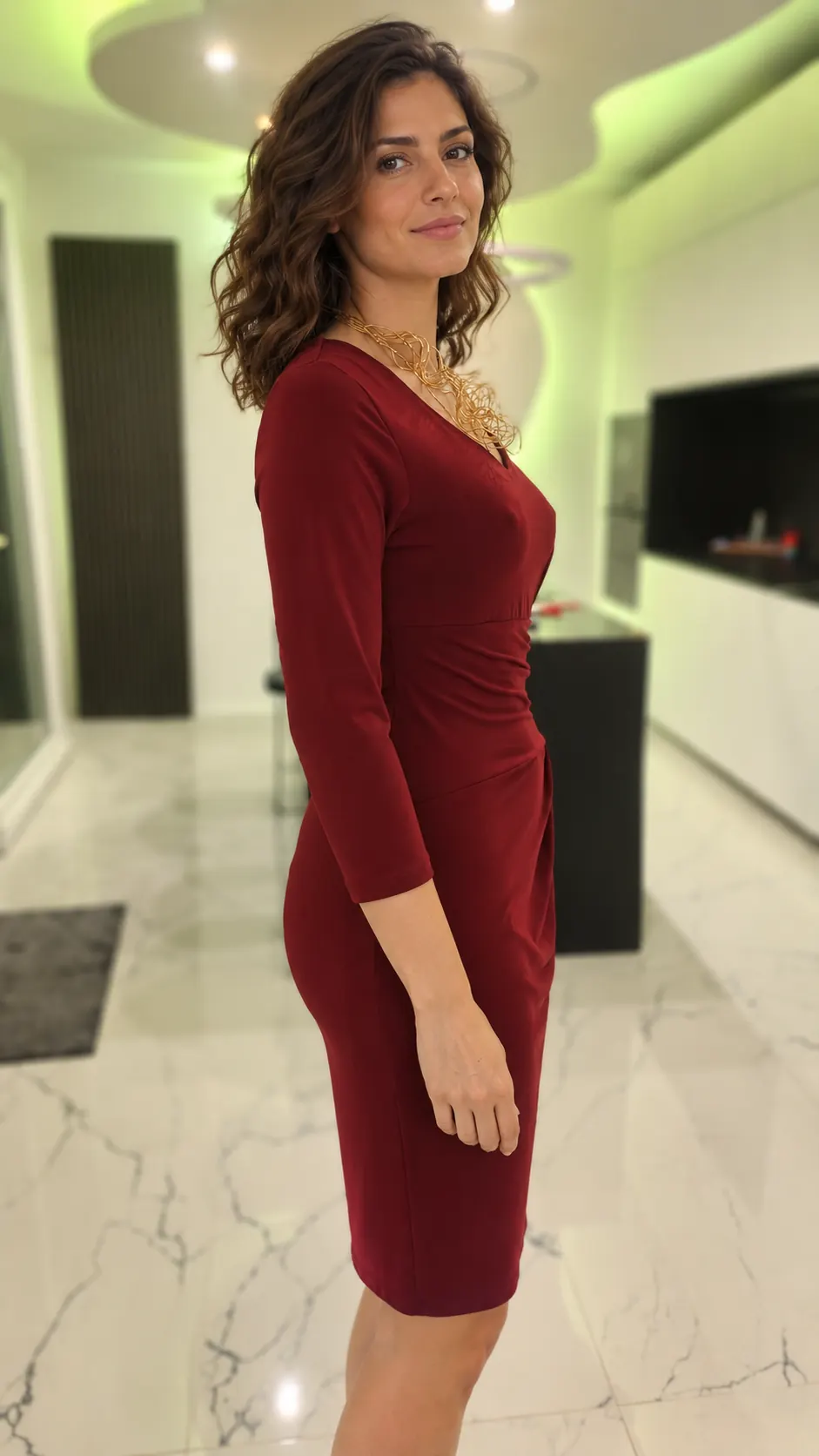 Abito Bordeaux Drappeggiato